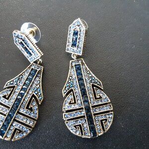 HEIDI DAUS "DENIM & DISCO (BLUE) DISC-BACK PIERCED EARRINGS